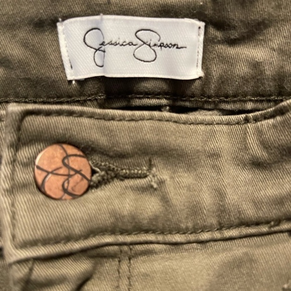Jessica Simpson 27 olive green relaxed mid rise‎ skinny crop jeans - Picture 2 of 9